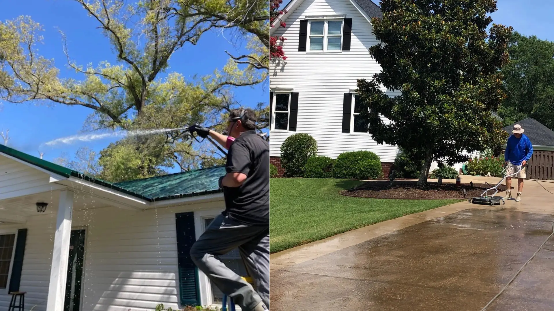 Professional house washing Columbia SC - before and after soft washing results
